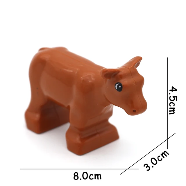 Big Size Building Blocks Animal Accessories Farm Figures Pig Rabbit Chicken Duck Dog Cat Bird horse Cow Sheep DIY Toys Gifts Brown Cow