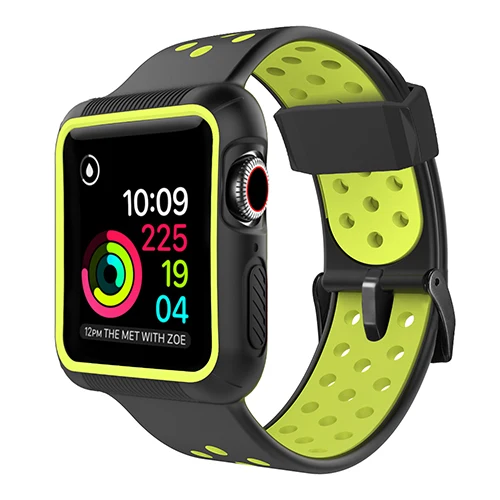 Силиконовый ремешок+ чехол для часов Oneness для Apple watch band 44 мм 40 мм для iWatch band 5 4 3 2 1 42 мм 38 мм дышащий спортивный браслет - Цвет ремешка: black-yellow