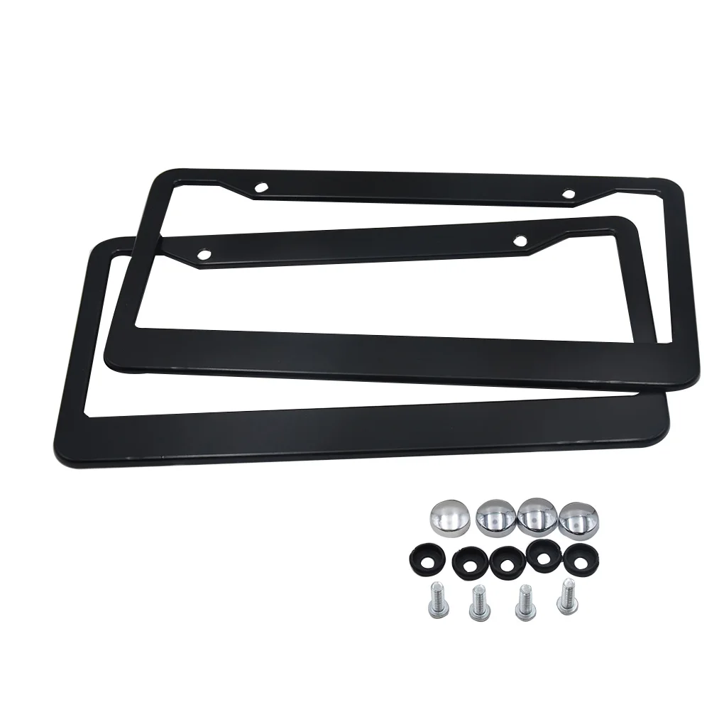 

2pcs Stainless Steel Car License Plate Frame Universal Vehicle Black Number License Plate Bracket Frame Holder