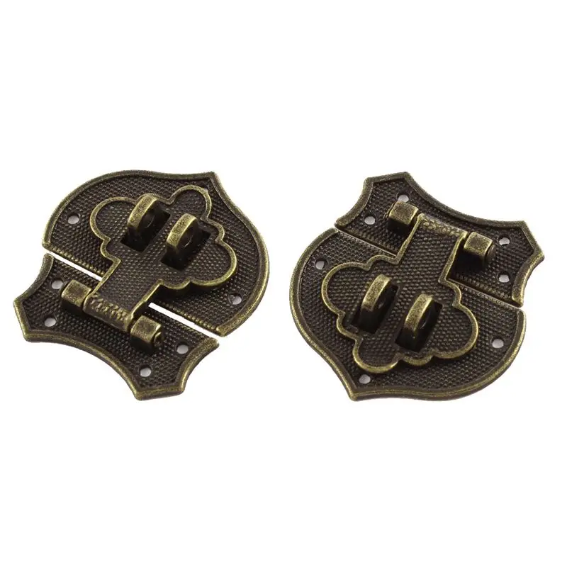 

2pcs 41x40mm Vintage Style Heart Shape Box Staple Hasp Catch Latch Bronze
