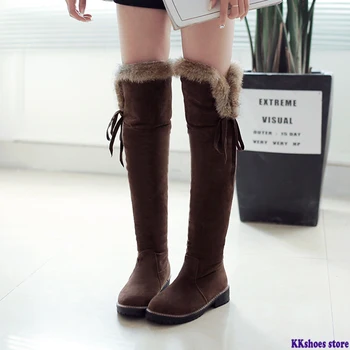 

Women's Over the Knee Boot 2020 Winter Warm Plush Woman Long Boots Solid Color Warm Winter Boots For Women Shoes Ladies Boot