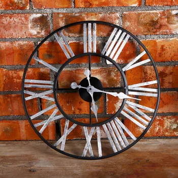 

Roman Numeral Wall Clock Pendant Wall Decoration Antique Iron Metal Process Do Old Clock Model Iron Love Noenname_null