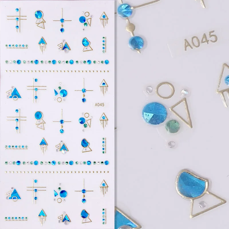 A045 FlorVida стикеры 3D на ногти Nail Art со стразами драгоценные камни Сверкающий Кристалл Блестящий стикер на клейкой основе для дизайна ногтей маникюр - Цвет: A045