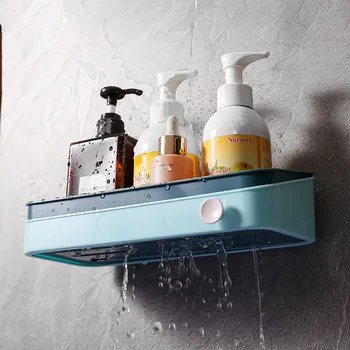

Kitchen Bathroom storage Shelf No trace stickers Wall Mounted Condiment Bathroom Supplies Storage Rack Shampoo Shower Holder 1pc