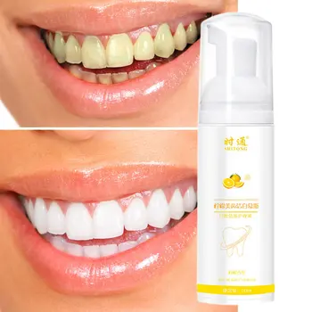 

Fruit Flavor Tooth Bleach Mousse Effective Dental Press Output Daily Portable Remove Stains Foam Toothpaste Oral Care Home