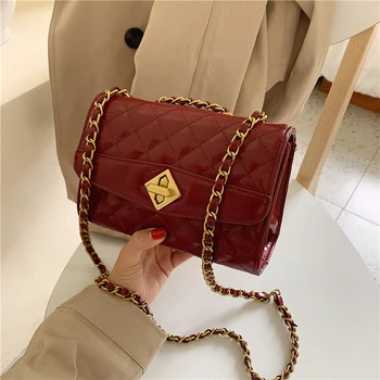 

Luxury Designer Chain Crossbody Bags For Women 2020 Fashion Lock Diamond Lattice Shoulder Bags PU Leather Purses And Handbags