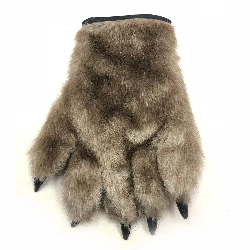 Women Girls Winter Bear Paw Gloves Warmer Plush Furry Gloves Mitten Xmas Gift Novelty Cosplay Gloves 1Pairs