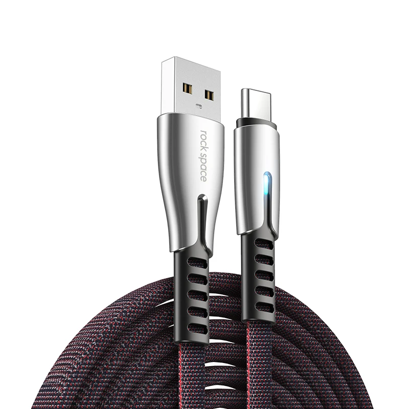 Rock Дата usb type C кабель Мобильный телефон зарядное устройство Быстрая зарядка usb C кабель для samsung huawei Xiaomi Oneplus android шнур провод - Цвет: Черный