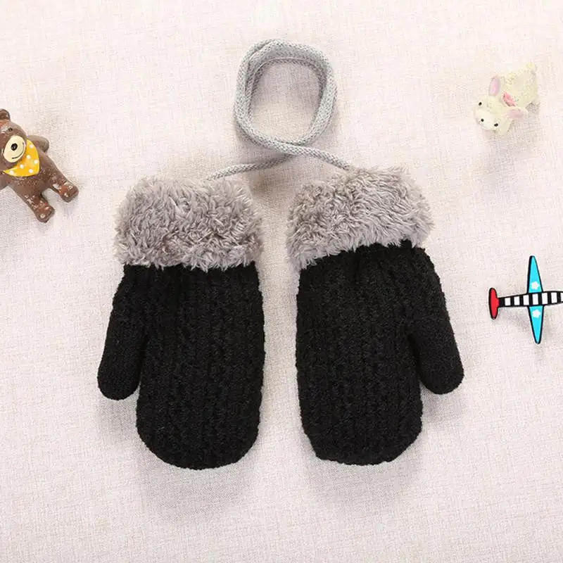 

Hot Selling US Winter Plush Thick Warm Baby Gloves Cute Thick Knit Mittens Full Finger Gloves For Toddler Infant Baby Girls Boys