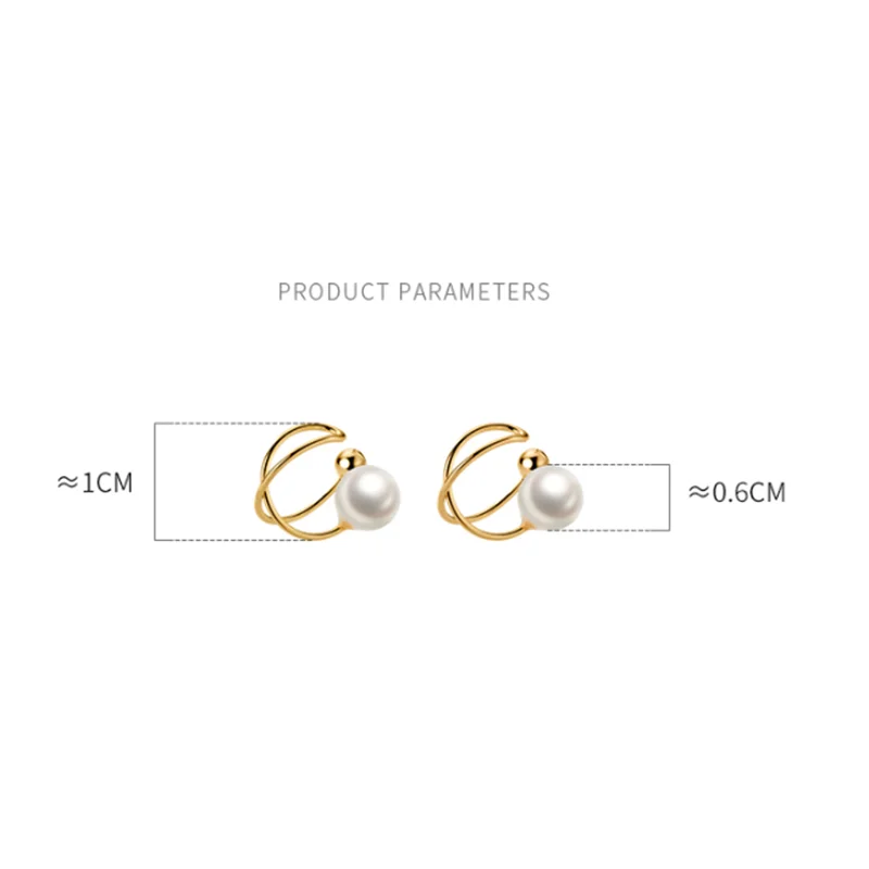 WANTME Genuine 925 Sterling Silver Pearl No Pierced Charming Ear Clip On Earrings for Women Girl Office Party Ear Cuff Jewelry - Image 2