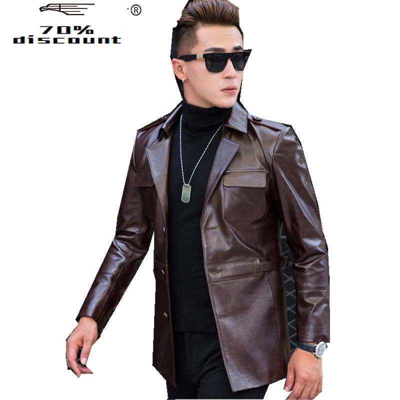 

Genuine Leather Jacket Autumn Winter Jacket Men Real Cow Leather Jackets Chaqueta Cuero Hombre XWZS6600 MY038