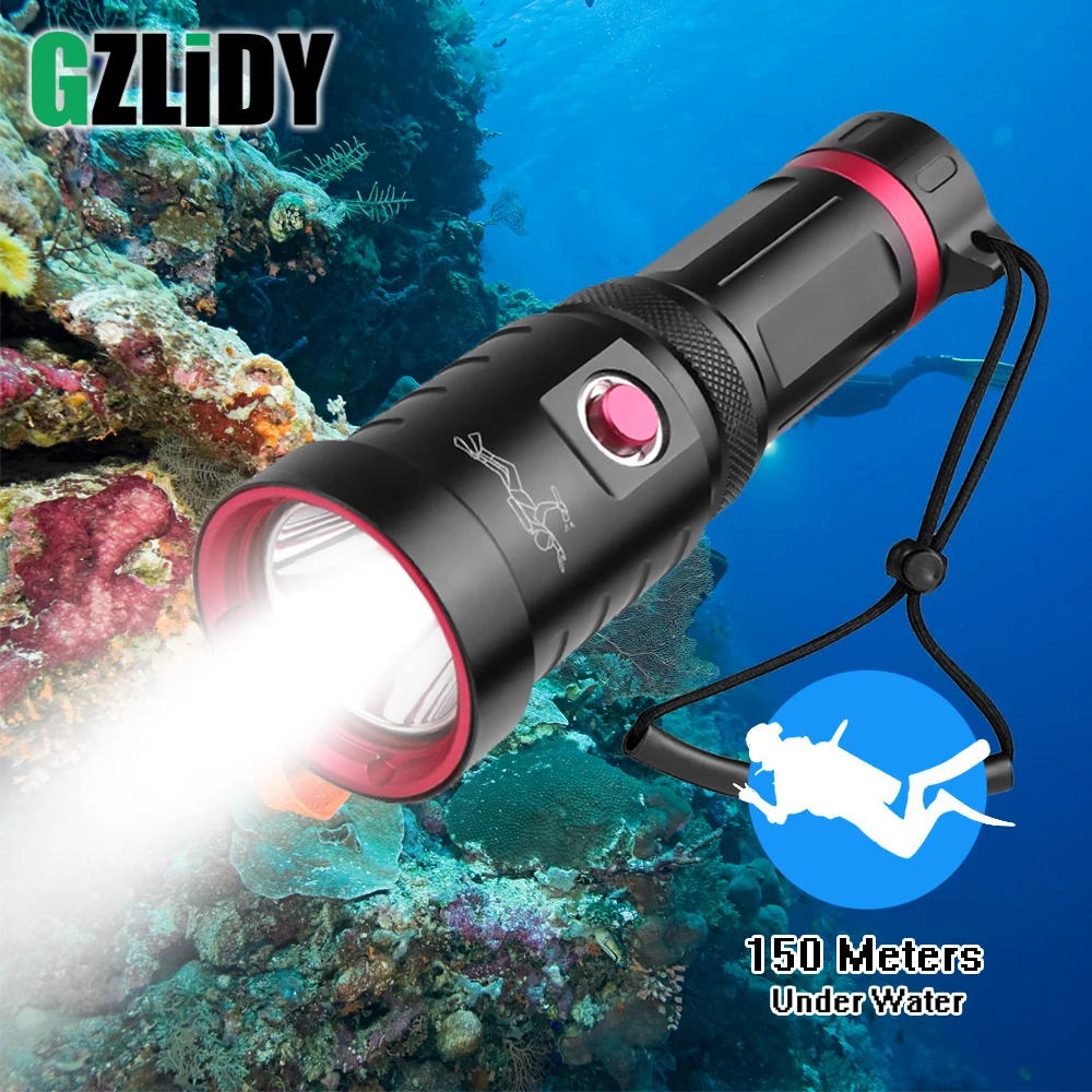 Waterproof Ipx8 Underwater Led Flashlight Diving Diving Led