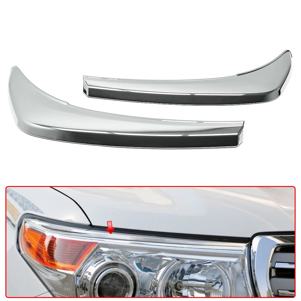 

ABS Chrome Headlight Eyebrow Eyelid Cover Trim For Toyota Land Cruiser FJ200 LC200 2008-2021 Car Accessories