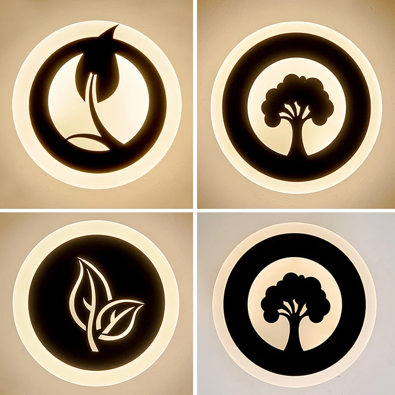 16W Led Wall Lamp bedroom bedside light acrylic white black round indoor lamp corridor balcony aisle living room wall light 220V