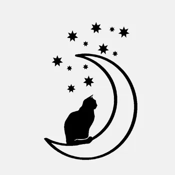 

Creative Car Sticker Cat Moon and Stars Animal Vinyl Motorcycle Car Window Decal Accessories Laptop PVC 10cm X 15cm