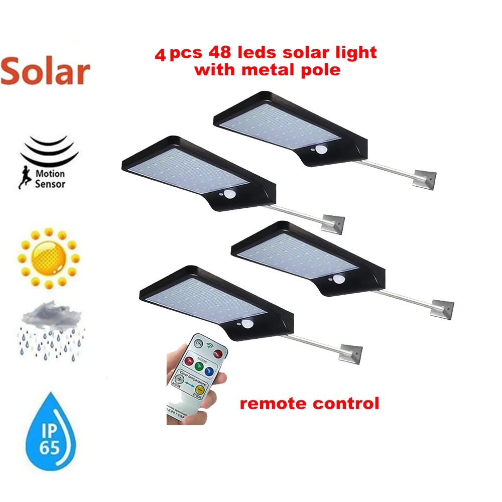

2/4pcs Waterproof 48 LEDs Solar Light Solar Panels Power PIR Motion Sensor Light Garden Outdoor Pathway Sense Solar Lamp Wall Li