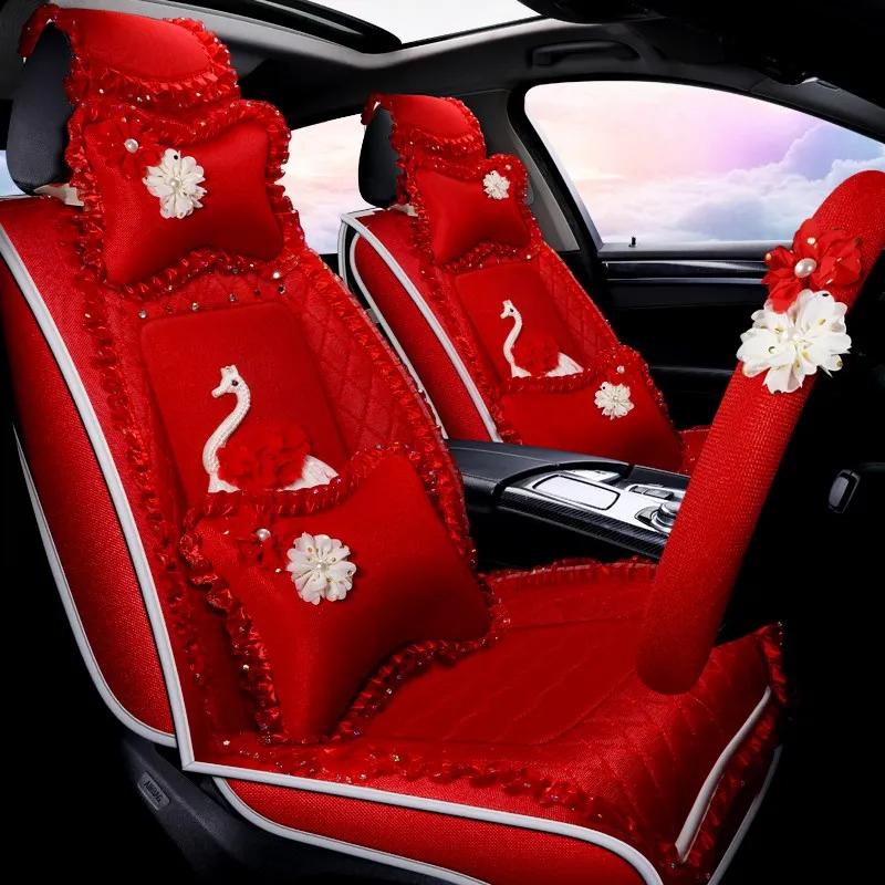 girlish cute pink style universal fit car seat cover for bmw mini 5