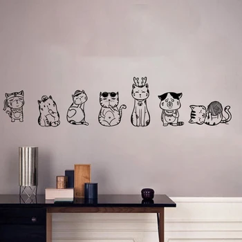 Three Ratels kitchens wall sticker Cute kitten for home decoration living room wall sticker art custom