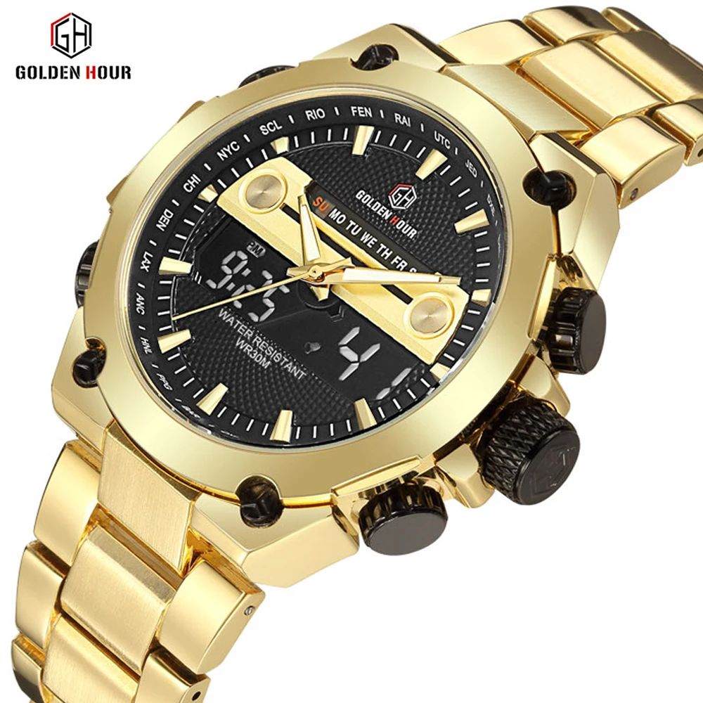 Reloj Hombre GOLDENHOUR, люксовый бренд, мужские часы с автоматическим будильником, дисплей недели, мужские часы,, аналоговые, модные, повседневные, мужские часы