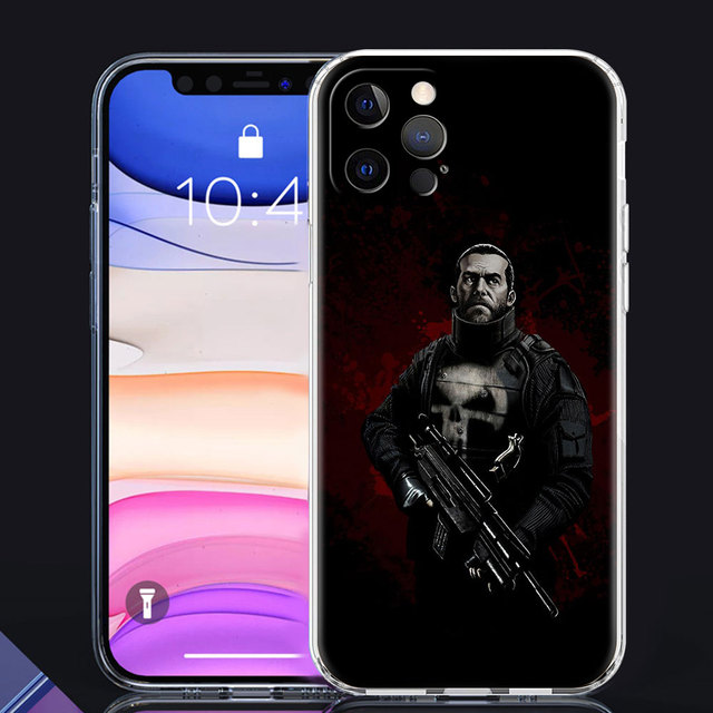 Phone Case For iPhone 11 13 12 Pro Max Casing 7 8 XR XS X 6 6S Plus SE Shell Soft Transparent Cover Marvel The Punisher
