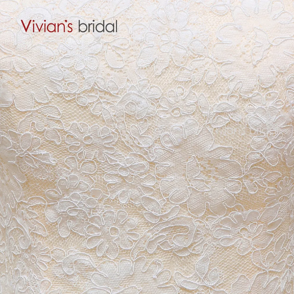 Boat Neck Champagne Wedding Dresses with White Lace (8)