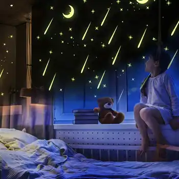 

10pcs Wall Stickers Fluorescent Meteor Stars Glow in the Dark Cartoon Astronomy Luminous Stickers Kids Rooms Ceiling Decals