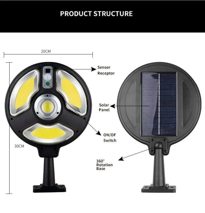 Luzes do Jardim ao ar Luzes de Parede Luzes de Rua Indução Solar Livre Jardim Casa Cob Iluminação Super Brilhante Lâmpadas Solares Led 3 Lâmpadas solares
