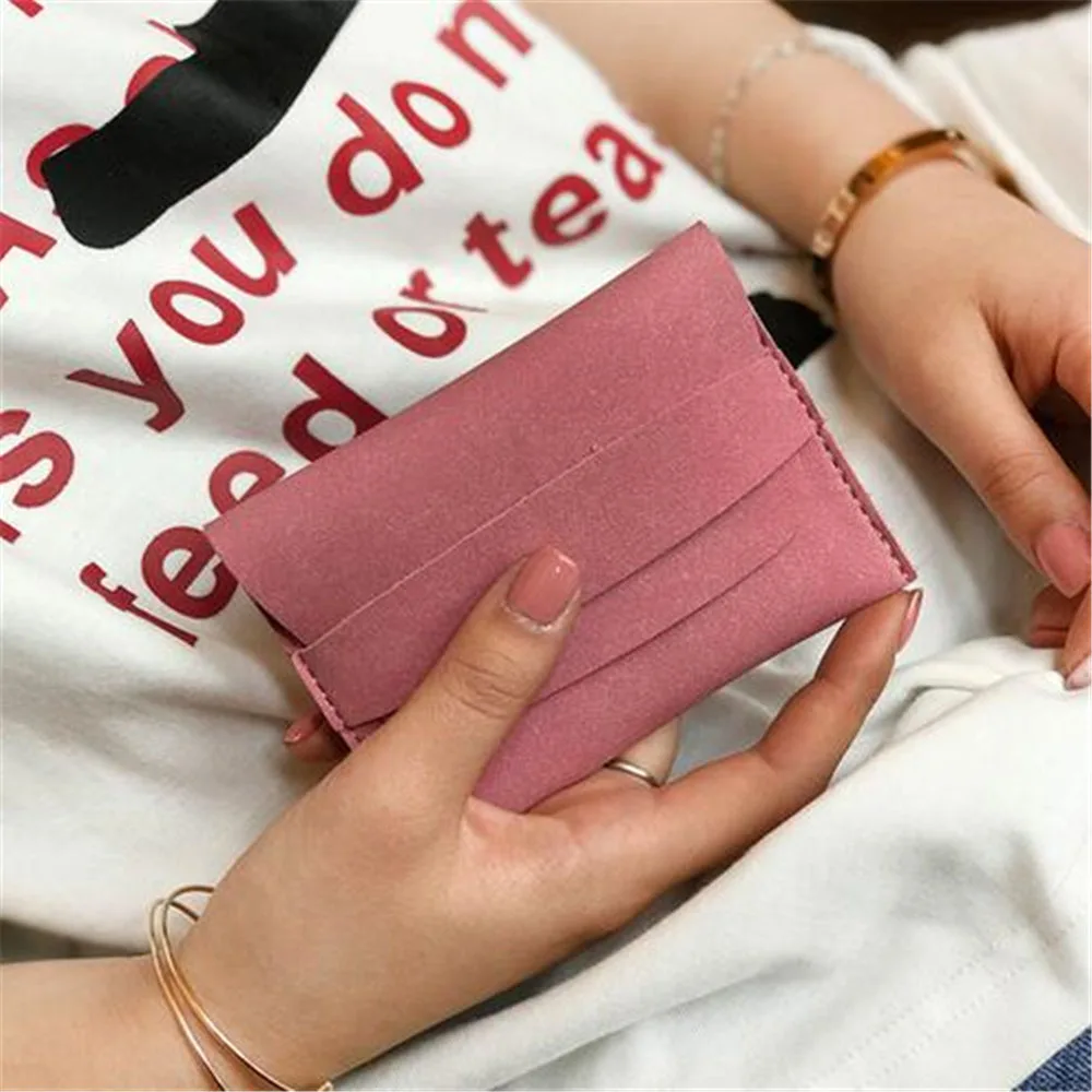 Pink Маленький кошелек для женщин, студенческие кошельки для монет, милый мини карман для денег, матовый женский короткий кошелек, кожа, мягкая сумка для монет, пояс - Цвет: Pink