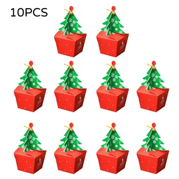 

10pcs 2020 Merry Christmas Tree Bell Party Paper Favour Gift Sweets Candy Apple Chocolate Cookie Gift Boxes Decoration