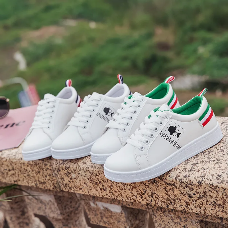 

White Shoes 2019 New Style Spring Summer Korean-style Versatile Athletic Shoes Women Flat Students Breathable Lace-up Casual Sho