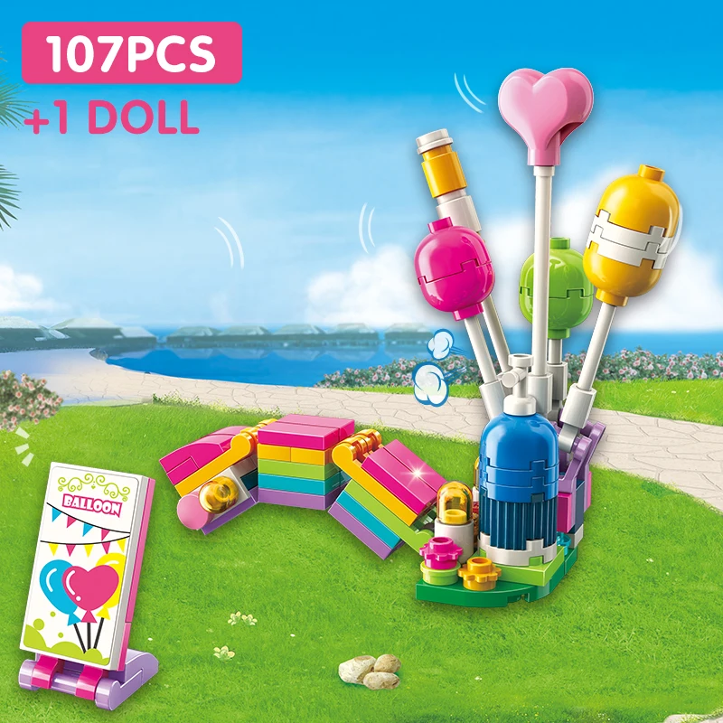 

Enlighten City Girls Friends Building Blocks Toys Princess Rainbow Balloon Stall Constructor Blocks For Children Birthday Gift