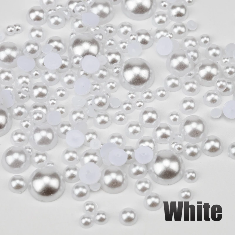 Multicolor Half Round Flatback Imitation Pearls for DIY Crafts and Nail Art