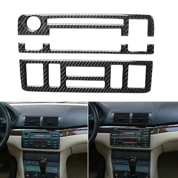 

3pcs Center Trim stickers Car Auto Central Carbon Fiber For BMW 3 Series E46 1998-2005 Interior