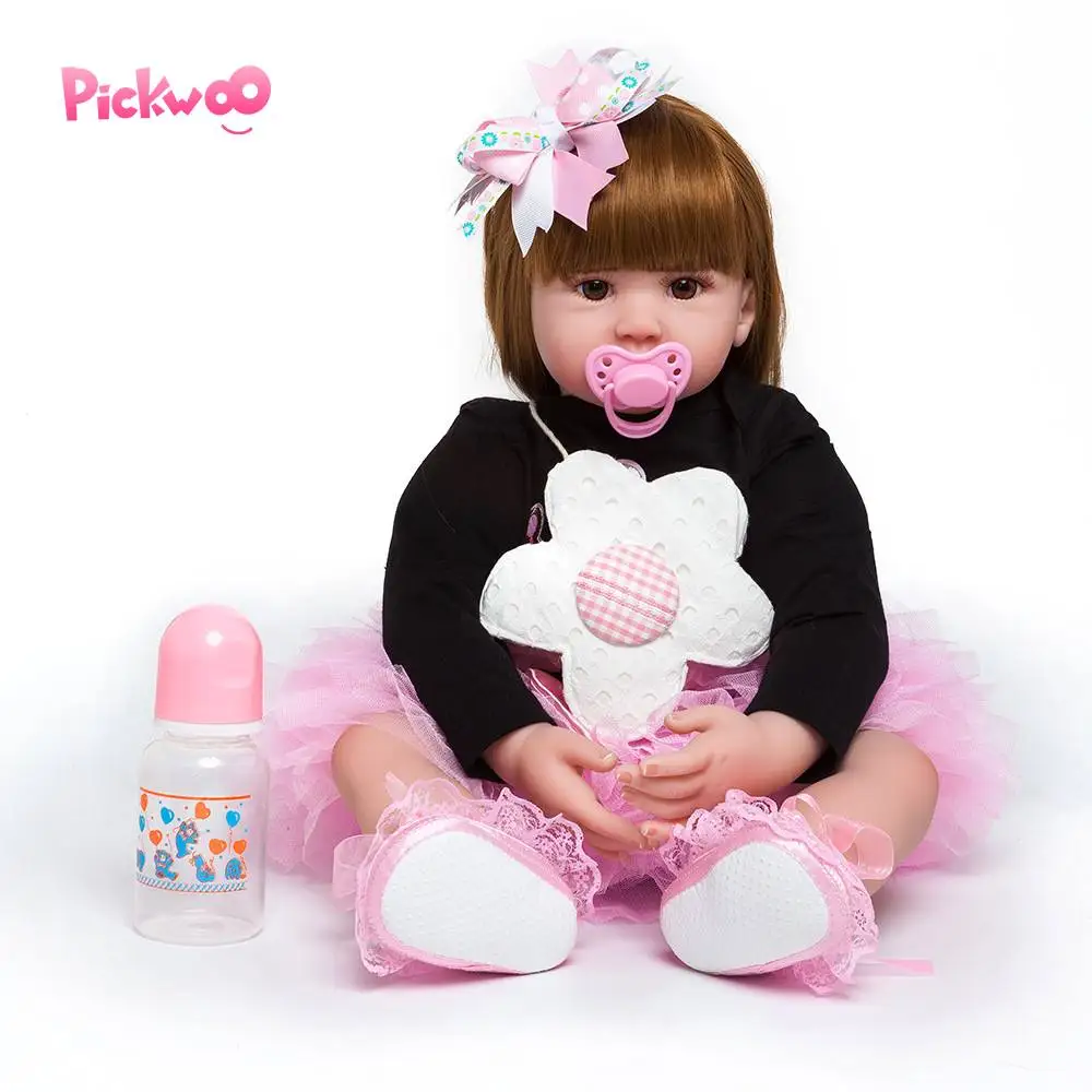 Pickwoo 24''57cm bebes кукла-Реборн, кукла для маленькой девочки, мягкий силиконовый хлопок, Boneca reborn Brinquedo, подарки на день детей, игрушки, plamate