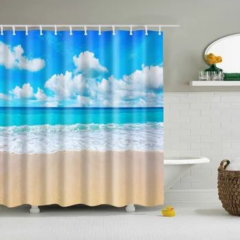 

3D HD Digital Printed Shower Curtains Horizon Version Multi-styles Waterproof Moisture-proof Bathroom Curtains Cases