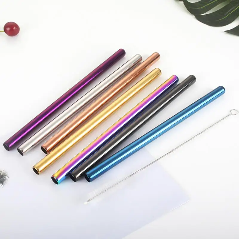 10pcs 12mm*8.5inch/215mm Colorful Stainless Steel Straws Large Size for Bubble Tea Milk Shake Pearl Milk Tea string