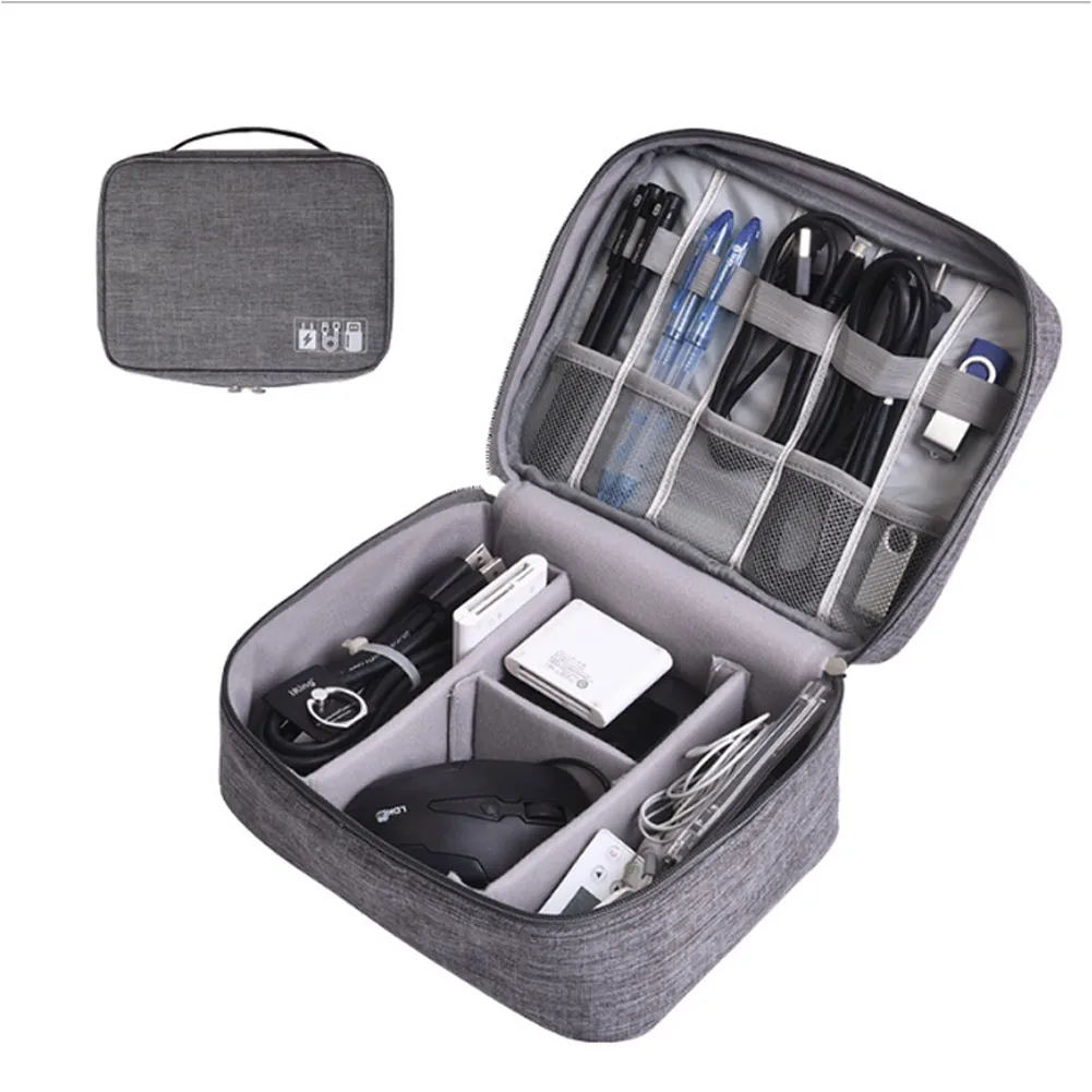Темно-серый Waterproof Travel Cable Organizer Bag Electronics Cases for Charger USB Cable SD Cards HUG-Deals - Цвет: Темно-серый