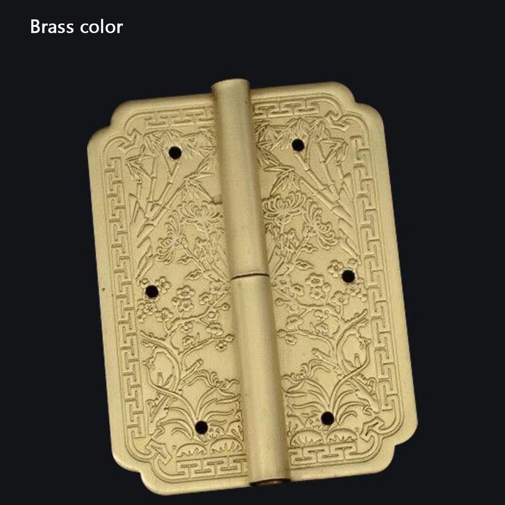 

Chinese Style Retro Hinge Pure Copper Carved Flower Hinge Bookcase Door Cupboard Hinge Classical Furniture Accessories