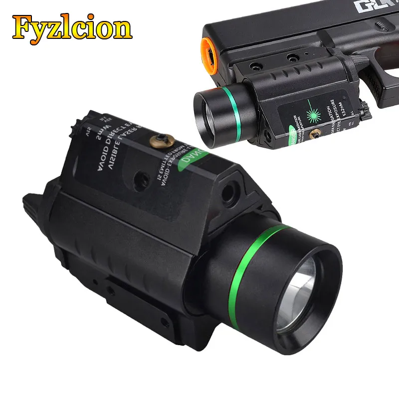 

Hunting Tactical Combo Metal Green Dot Optical Sight LED Laser Flashlight 200LM 3W with 20mm rail Weaver Picatinny For Gl 17