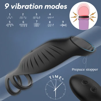 10 Mode Vibrating Penis Massager Ring Dildo Vibrator for Men Chastity Belt Remote Control Testicle Vibrator Sex Toys for Couples 2