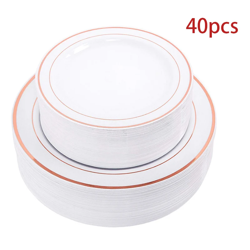 40pcs 10inch plate Серия розово-золотого цвета шар цвета розового золота одноразовая скатерть соломенная бумага полотенце чашка розовое золото Свадьба День Рождения Вечеринка украшения - Цвет: 40pcs 10inch plate
