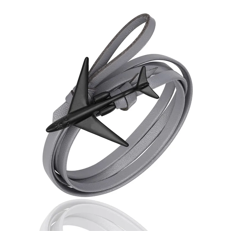 MKENDN модный многослойный амулет кожаный браслет с якорем для мужчин и женщин в морском стиле с металлическими спортивными крючками - Окраска металла: Black Gray