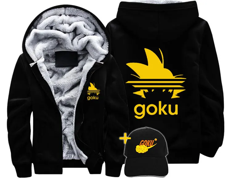 Style 1 Asian size Модная одежда Goku Saiyan dragon ball для мужчин wo Мужская теплая Толстая куртка зимняя теплая бархатная Толстовка Топ толстовки - Цвет: Style 1 Asian size