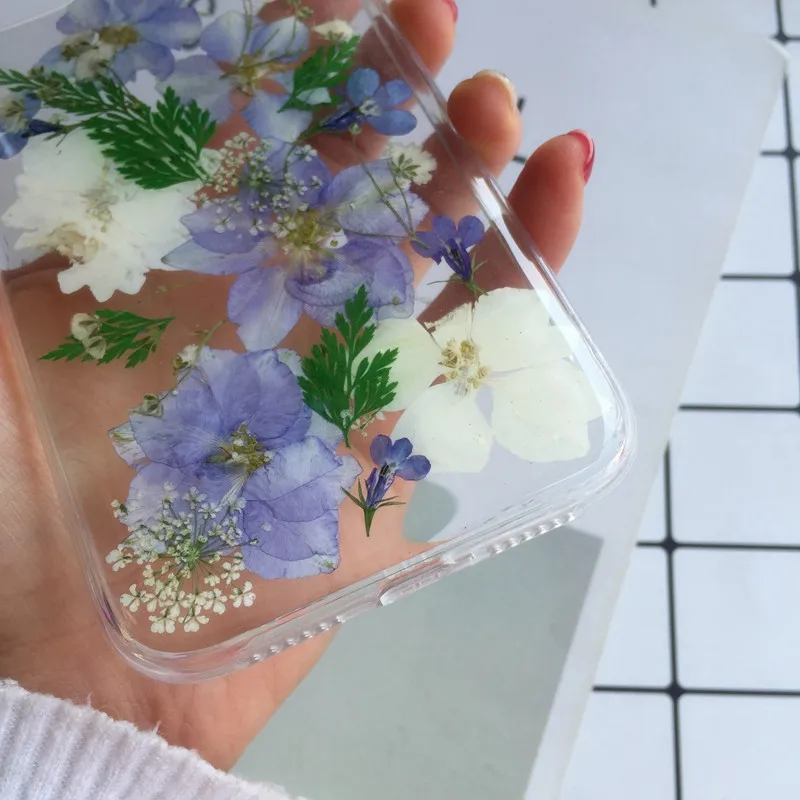 Tfshining настоящий прессованный высушенный чехол с цветами для iphone 11 11pro max X XR Xs max 6 6s 7 8 plus, прозрачный чехол, блестящий девчачий чехол