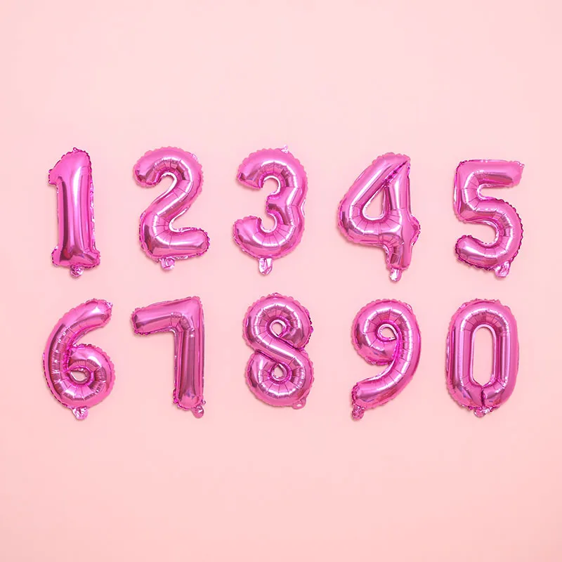 AliExpress Hot Selling 16-Inch Gradient with Numbers Balloon Rainbow with Numbers Aluminum Film Balloon Birthday Party Decorativ