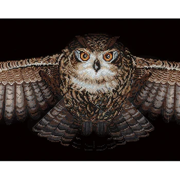 

Owl Big Cross Stitch Kit on Black Fabric