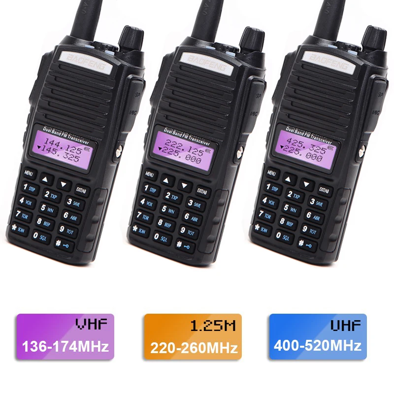 2 шт. BaoFeng UV-82T трехдиапазонная рация 136-174 МГц 220-260 МГц 400-520 МГц amatuer двухстороннее портативное радиоприемник UV-82 uv82