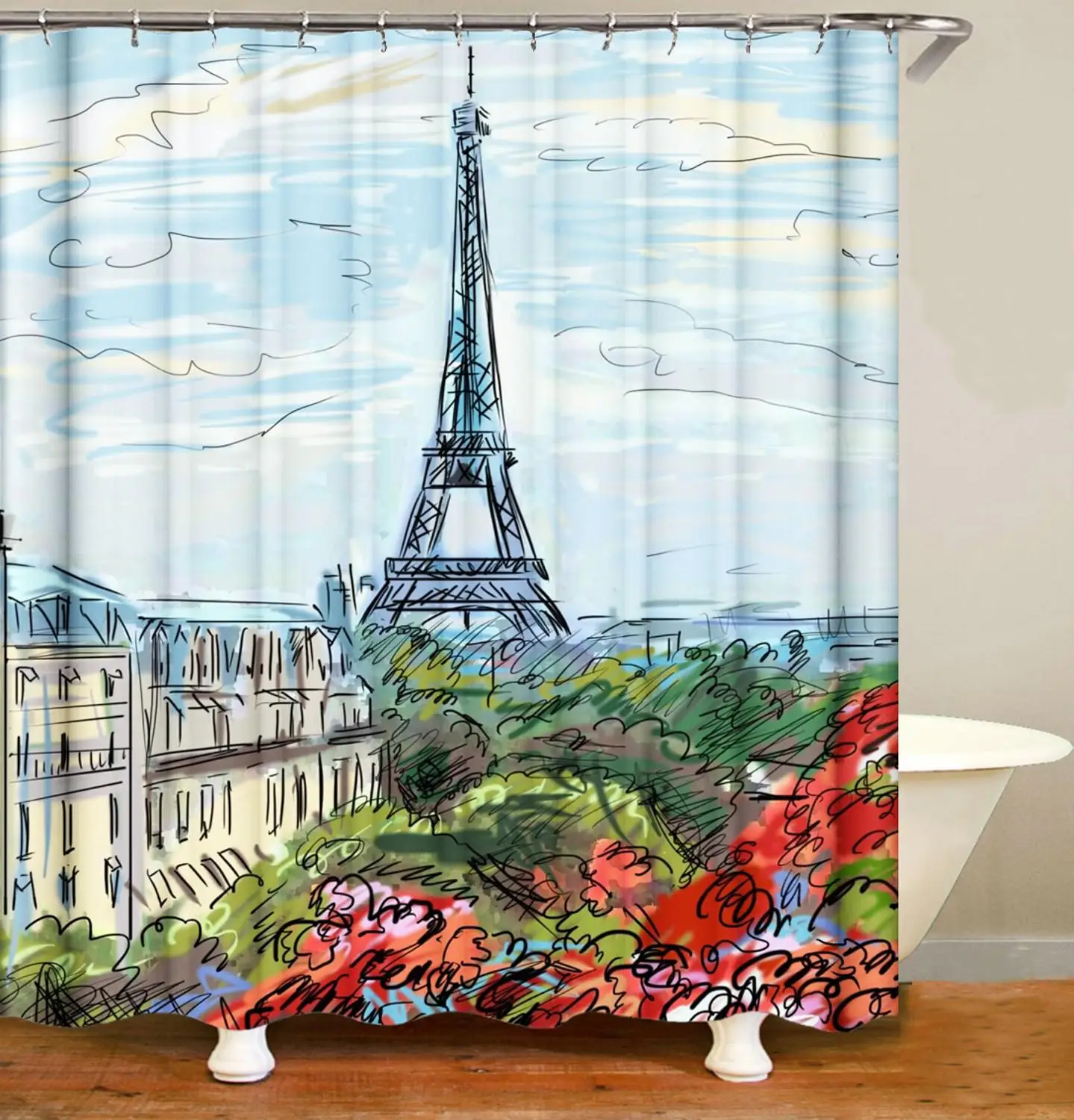 Водонепроницаемая башня душевая занавеска большая для ванной длинная С 3D