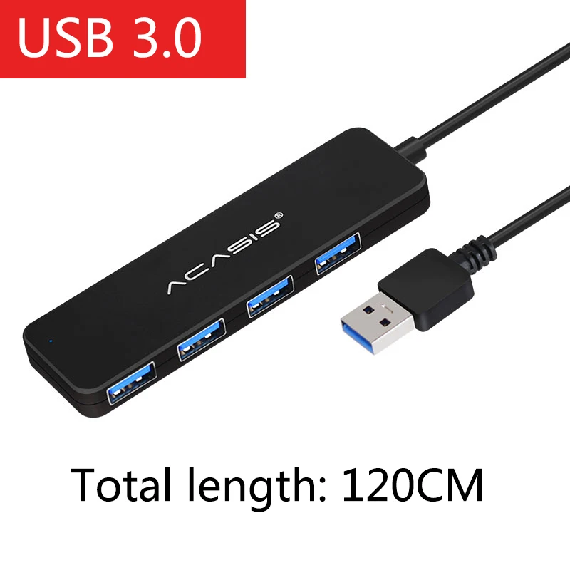 USB 3.0 120CM 4 порта USB 3,0 Ультра тонкий хаб USB2.0 сплиттер OTG адаптер для Macbook с питанием порт Компьютерные аксессуары концентратор для ПК - Цвет: USB 3.0 120CM