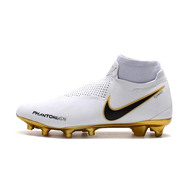 NIKE Phantom VSN Elite DF FG трикотажные водонепроницаемые бесшовные носки мужские футбольные бутсы обувь цвет слипоны футбольная обувь - Цвет: Белый
